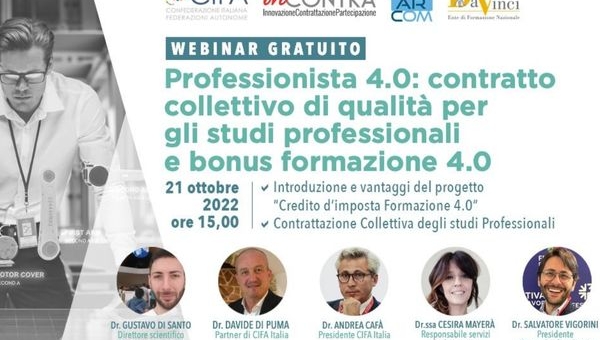 Professionista 4.0. Partecipa al webinar gratuito del 21 ottobre 2022